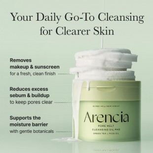 Arencia Pore Melt Cleansing Oil Pad, Easy Makeup Removing with Cleansing Wipes with Green Tea, Rice, Ceramide, 50 Pads