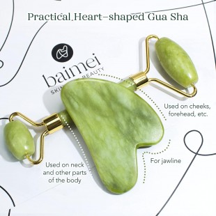 Jade Roller & Gua Sha Tool for Face, Eye, Neck and  Body (Muscle Relaxing and Wrinkles Relieving)