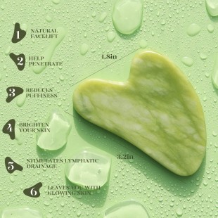 Jade Roller & Gua Sha Tool for Face, Eye, Neck and  Body (Muscle Relaxing and Wrinkles Relieving)