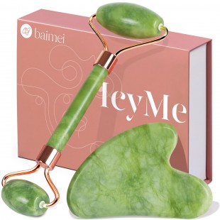 Jade Roller & Gua Sha Tool for Face, Eye, Neck and  Body (Muscle Relaxing and Wrinkles Relieving)