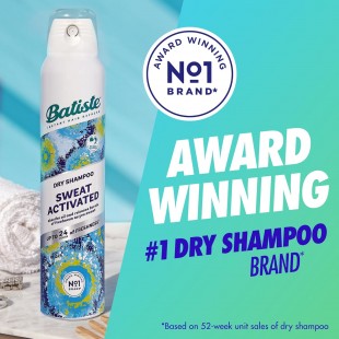 Batiste Sweat Activated Dry Shampoo, Neutralizes Odor for Up to 24 Hours & Prevents Sweat Buildup in Hair, 108Gr