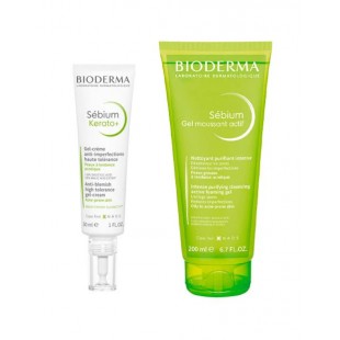 Bioderma Sebium Kerato+ Gel-Cream 30 mL + Gel Moussant Actif 200 mL