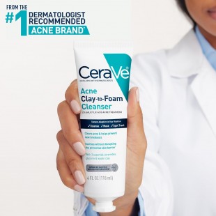 CeraVe Clay To Foam Acne Face Wash, Multi-Use Salicylic Acid & Kaolin Clay 118mL