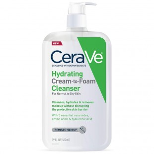 CeraVe Hydrating Cream-to-Foam Cleanser, Makeup Remover and Face Wash With Hyaluronic Acid