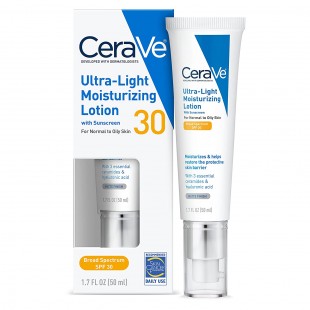 CeraVe Oil Free Moisturizing Lotion SPF 30, Sunscreen and Face Moisturizer with Hyaluronic Acid & Ceramides