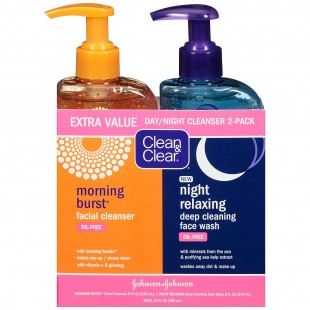 CLEAN & CLEAR 2-Pack Day and Night Face Cleansers with Citrus Morning Burst Facial Cleanser with Vitamin C & Relaxing Night