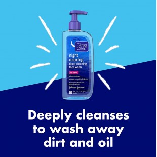 CLEAN & CLEAR Night Relaxing Deep Cleaning Oil-Free Face Wash with Deep Sea Minerals and Sea Kelp Extract