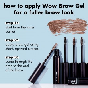 e.l.f. Wow Brow Gel, TAUPE, Wax-Gel Hybrid, Creates Full, Voluminous-Looking Brows