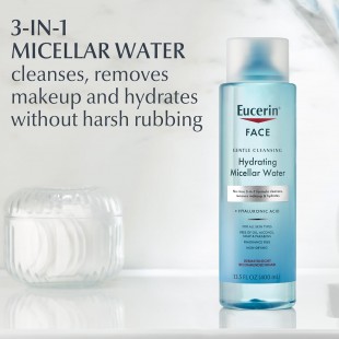 Eucerin Hydrating Micellar Water, Face Cleanser and Makeup Remover with Hyaluronic Acid, 13.5 Floz