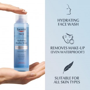 Eucerin Hydrating Micellar Water, Face Cleanser and Makeup Remover with Hyaluronic Acid, 13.5 Floz