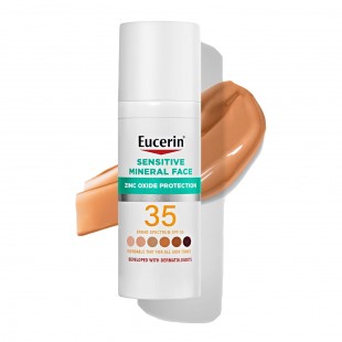 Eucerin Sun Tinted Mineral Face Sunscreen Lotion SPF 35 for Sensitive Skin, 1.7 Fl Oz Bottle
