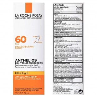 La Roche-Posay Anthelios Ultra Light Fluid Face Sunscreen SPF60 for Sensitive Skin 