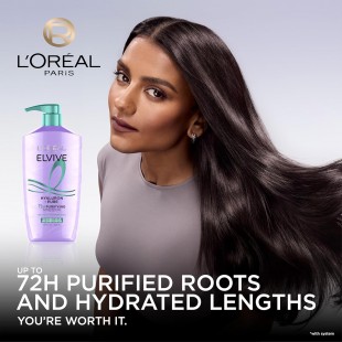 L'Oreal Elvive Hyaluron + Pure 72H Purifying Shampoo for Oily Hair with Salicylic Acid and Hyaluronic Acid, 828mL