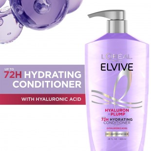 L'Oreal Elvive Hyaluron Plump Hydrating Conditioner for Dehydrated, Dry Hair Infused with Hyaluronic Acid Care Complex 828mL
