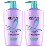 L'Oreal Elvive Hyaluron + Pure Shampoo and Conditioner Set, Clarifying Shampoo and Rehydrating Conditioner with Salicylic Acid and Hyaluronic Acid, 1 Kit