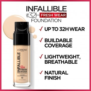 L'Oreal Paris Makeup Infallible Up to 32 Hour Fresh Wear Lightweight Foundation, 425 Linen 30mL