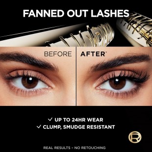L'Oreal Voluminous Panorama Mascara Washable Longwear and Smudge Resistant Make Up, Blackest Black 9.9mL