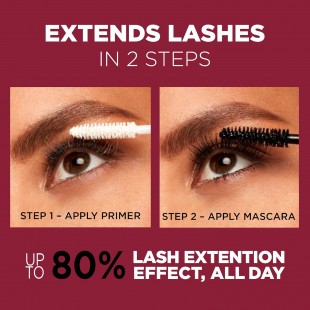 L'Oreal Paris Makeup Double Extend Tubing Mascara, Lengthening 2 Step Mascara, Smudgeproof, Black 10.2mL