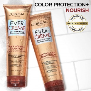 L'Oréal EverCreme Sulfate Free Conditioner for Dry Hair, Triple Action Hydration for Dry, Brittle or Color Treated Hair with Apricot Oil