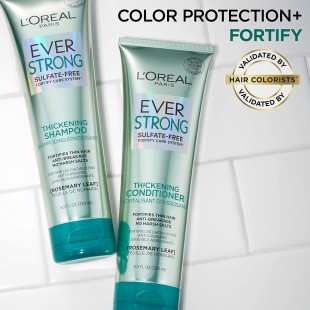 L'Oréal EverStrong Thickening Sulfate Free Shampoo For Thin, Fragile Hair with Rosemary Leaf