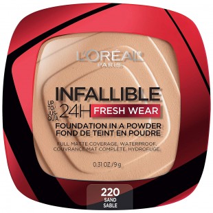 L'Oreal Makeup Infallible Fresh Wear Foundation in a Powder, Waterproof, SAND 220