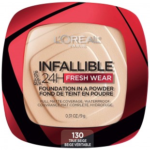 L'Oreal Makeup Infallible Fresh Wear Foundation in a Powder, Waterproof, TRUE BEIGE 130