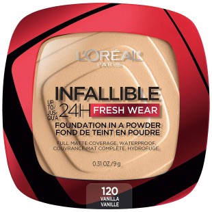 L'Oreal Makeup Infallible Fresh Wear Foundation in a Powder, Waterproof, VANILLA 120