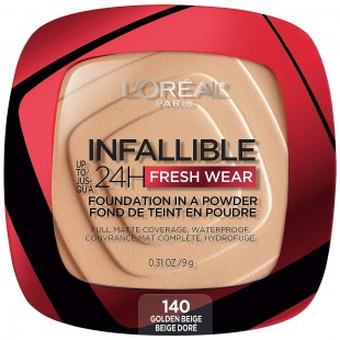 L'Oreal Makeup Infallible Fresh Wear Foundation in a Powder, Waterproof, GOLDEN BEIGE 140