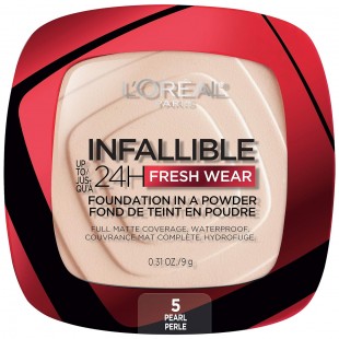 L'Oreal Makeup Infallible Fresh Wear Foundation in a Powder, Waterproof, PEARL 5
