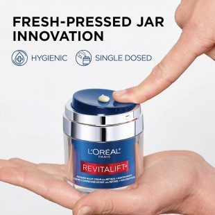 L'Oreal Paris Revitalift Pressed Night Cream, Retinol + Niacinamide, Reduces Wrinkles, Fragrance Free, 1.7 oz