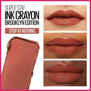 Maybelline Super Stay Ink Crayon Matte Lipstick with Built-in Sharpener Stop at Nothing 160