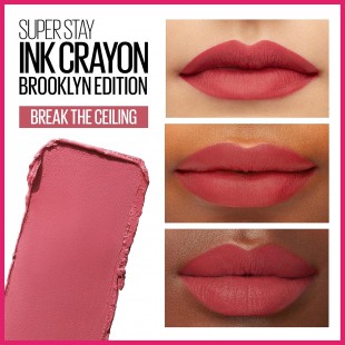 Maybelline Super Stay Ink Crayon Matte Lipstick with Built-in Sharpener Break The Ceiling 145
