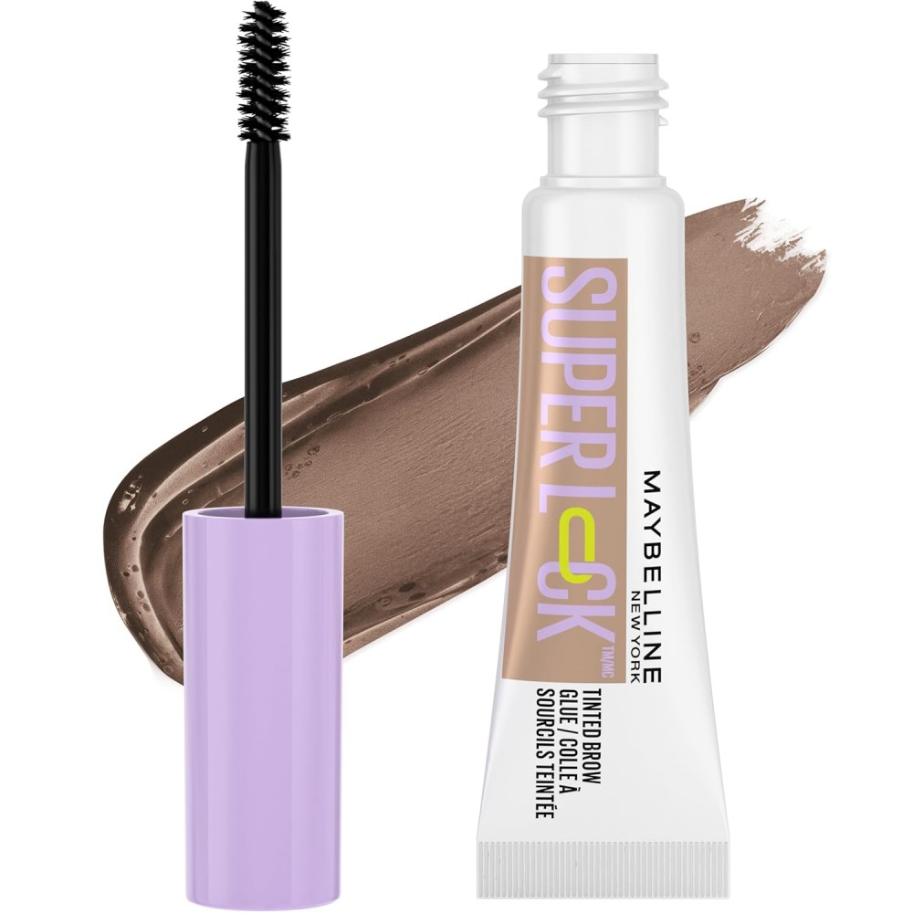 Maybelline Super Lock Brow Glue Eyebrow Gel, Lightweight Brow Gel For Up To 24HR Hold, Taupe 7mL