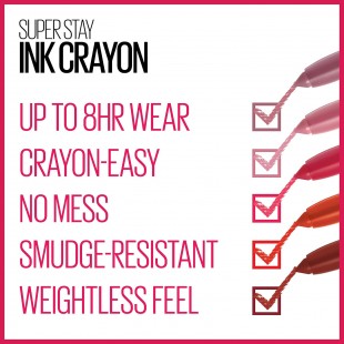 Maybelline Super Stay Ink Crayon Matte Lipstick with Built-in Sharpener On The Grind 105