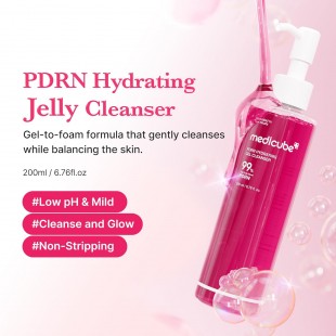 MEDICUBE PDRN Jelly to Foam Cleanser Low pH Hydrating Daily Face Wash for All Skin Types 200mL
