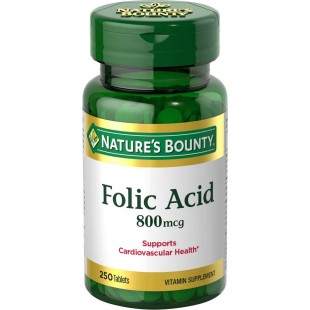 Nature's Bounty Folic Acid Supplement 800mcg, 250 Tablets