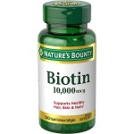 Nature's Bounty Biotin 10000 mcg, Supports Healthy Hair, Skin and Nails, 120 Softgels
