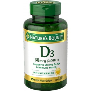 Nature's Bounty Vitamin D3 Immune Support, 2000 IU, 350 Softgels