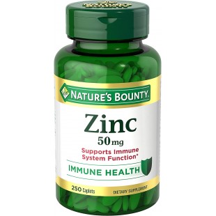 Nature's Bounty Zinc 50mg, Antioxidant Supplement, Promotes Skin Health 250 Caplets