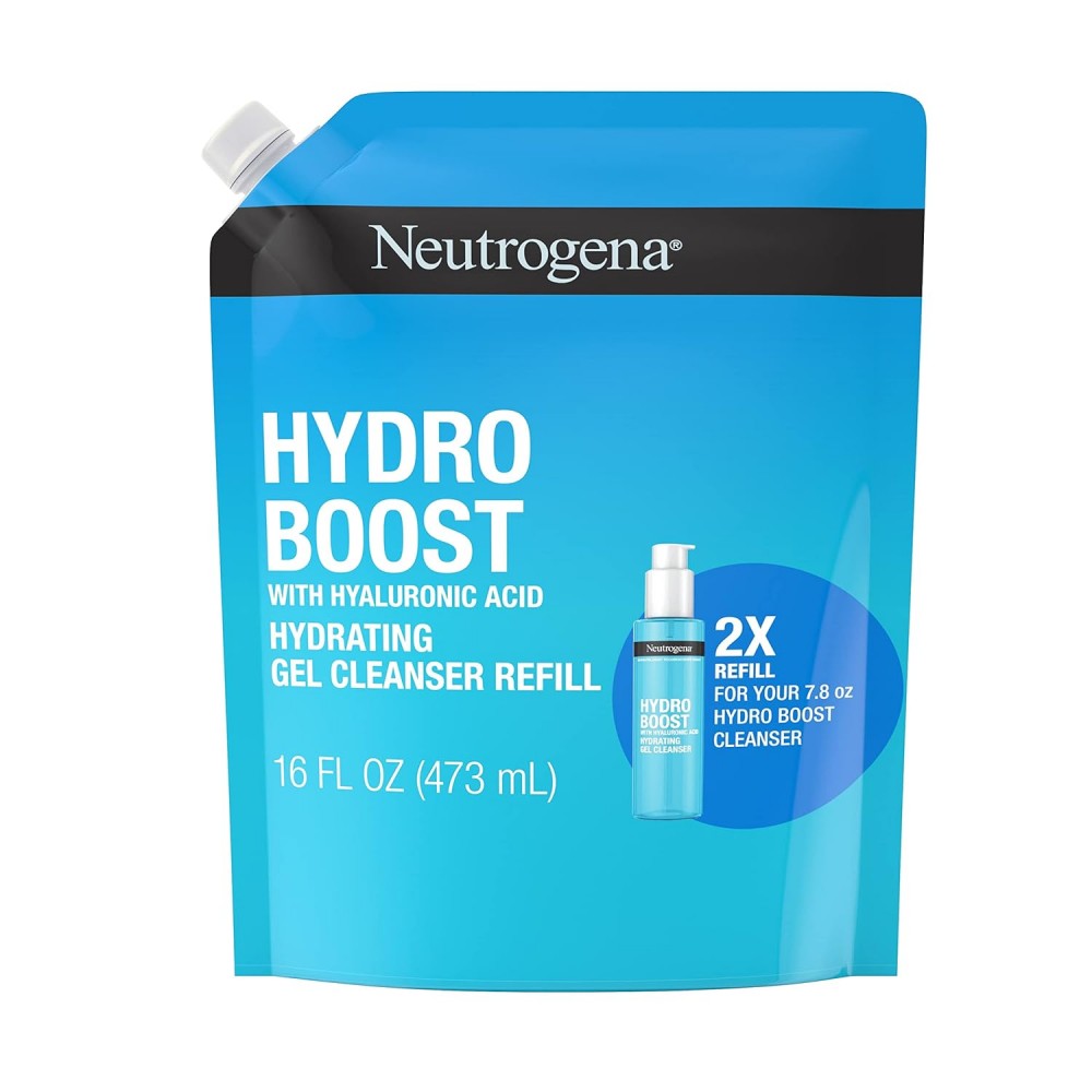 Neutrogena Hydro Boost Lightweight Hydrating Facial Cleansing Gel with Hyaluronic Acid Refill Pouch 473mL
