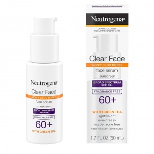 Neutrogena Clear Face Serum Sunscreen with Green Tea, Broad Spectrum SPF 60+