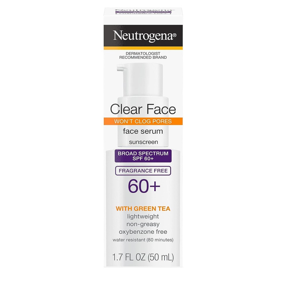 Neutrogena Clear Face Serum Sunscreen with Green Tea, Broad Spectrum SPF 60+
