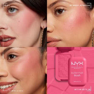 NYX PROFESSIONAL MAKEUP Buttermelt Powder Blush, Up to 12HR Make Up - 08 Getting Butta 5gr