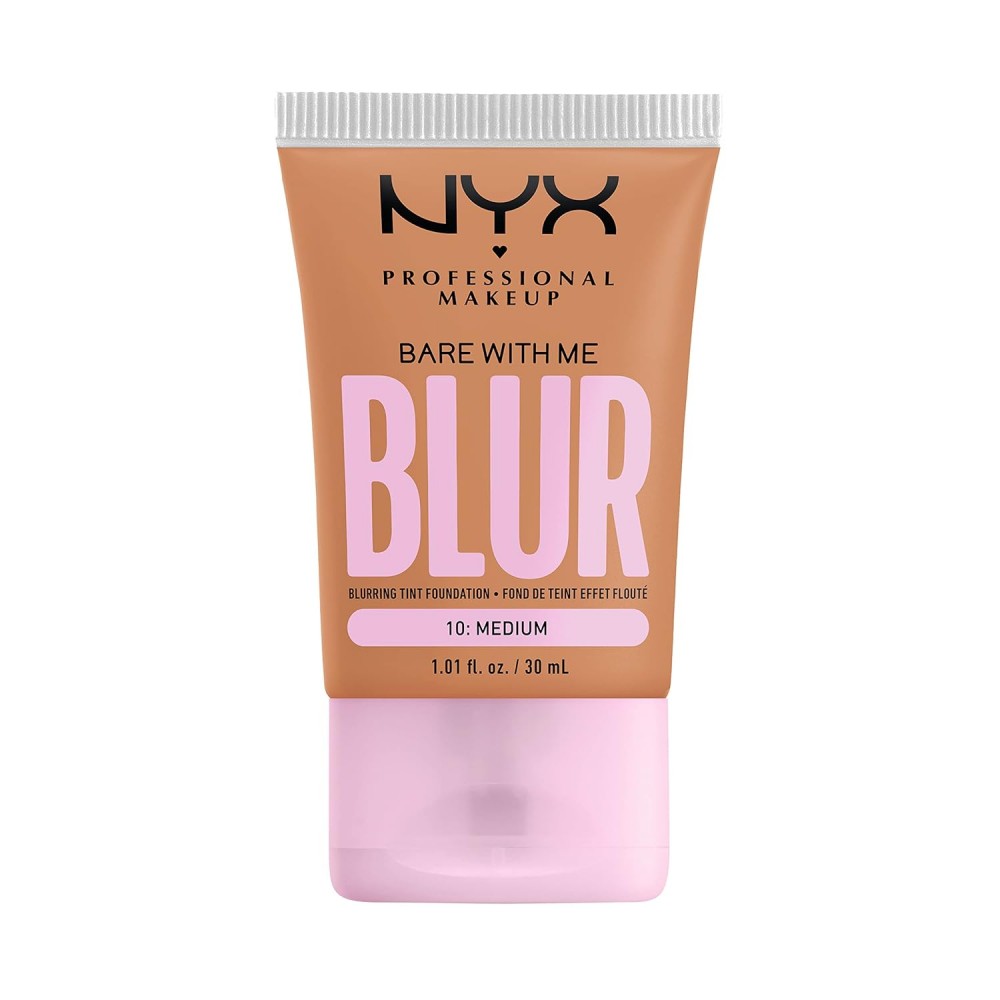 NYX PROFESSIONAL MAKEUP Bare With Me Blur Skin Tint Foundation with Matcha, Glycerin & Niacinamide - Medium 30mL