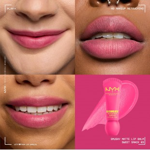 NYX PROFESSIONAL MAKEUP Smushy Matte Lip Balm, Tinted Lip Moisturizer with Soft, Matte Finish Sweet Smack (Mid-Tone Pink) 8mL