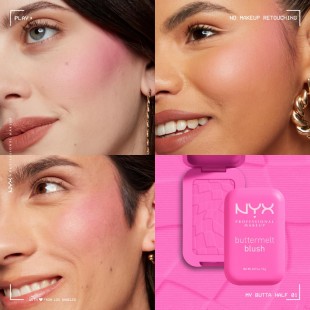 NYX PROFESSIONAL MAKEUP Buttermelt Powder Blush, Up to 12HR Make Up - 01 My Butta Half 5gr
