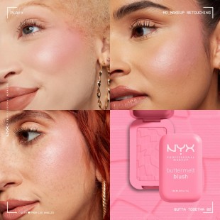NYX PROFESSIONAL MAKEUP Buttermelt Powder Blush, Up to 12HR Make Up - 02 Butta Together 5gr