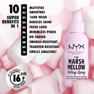 NYX PROFESSIONAL MAKEUP Marshmellow Setting Spray, Matte Setting Spray for 16HR Make Up Wear 60mL