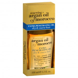 OGX Extra Strength Renewing + Argan Oil of Morocco Penetrating Hair Oil Treatment, Deep Moisturizing Serum for Dry, Damaged & Coarse Hair