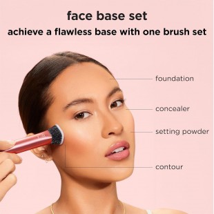 Real Techniques Face Base Makeup Brush Set, For Concealer, Foundation, Contour, & Setting Powder 4 Count